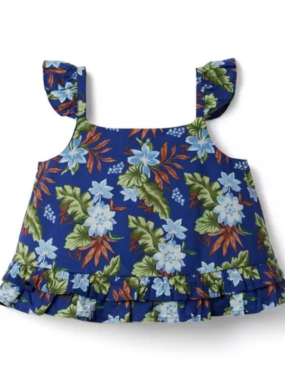 Janie and Jack Tropical Floral Ruffle Strap Cropped Top